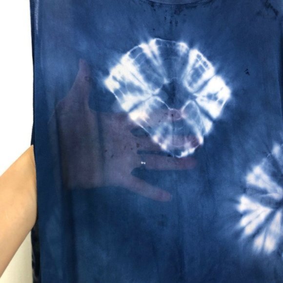 LACAUSA Dad's Shirt Dress Indigo Tie Dye Maxi S - Picture 3 of 6